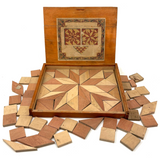 Antique German Wooden Parquetry Blocks in Original Box, Double Layer (Near Full)