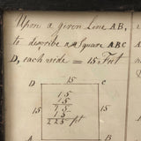 Double Sided 19th C. Mensuration Notebook Page with Watercolor Diagrams in Period Frame