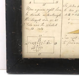 Double Sided 19th C. Mensuration Notebook Page with Watercolor Diagrams in Period Frame