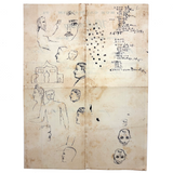 French Tailor's Receipt, 1900, With Scattered Portrait Doodles