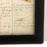 Double Sided 19th C. Mensuration Notebook Page with Watercolor Diagrams in Period Frame