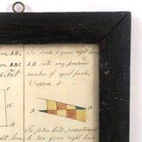 Double Sided 19th C. Mensuration Notebook Page with Watercolor Diagrams in Period Frame
