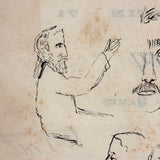 French Tailor's Receipt, 1900, With Scattered Portrait Doodles