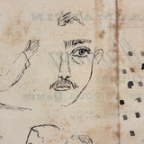 French Tailor's Receipt, 1900, With Scattered Portrait Doodles