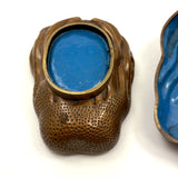 Striking Antique Chinese Bronze Buddha's Hand (Citron) Box with Blue Enamel Interior