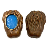 Striking Antique Chinese Bronze Buddha's Hand (Citron) Box with Blue Enamel Interior