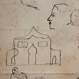 French Tailor's Receipt, 1900, With Scattered Portrait Doodles