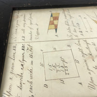 Double Sided 19th C. Mensuration Notebook Page with Watercolor Diagrams in Period Frame