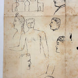 French Tailor's Receipt, 1900, With Scattered Portrait Doodles