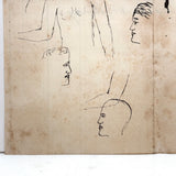 French Tailor's Receipt, 1900, With Scattered Portrait Doodles