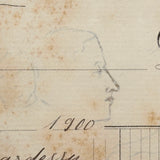 French Tailor's Receipt, 1900, With Scattered Portrait Doodles