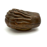 Striking Antique Chinese Bronze Buddha's Hand (Citron) Box with Blue Enamel Interior