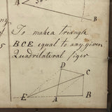 Double Sided 19th C. Mensuration Notebook Page with Watercolor Diagrams in Period Frame