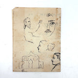 French Tailor's Receipt, 1900, With Scattered Portrait Doodles