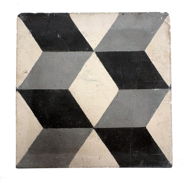 Striking Large Cement Tile with Geometric Pattern