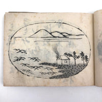 Taisho Period Japanese Manuscript with 58 Sumi Ink Landscapes