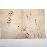 French Tailor's Receipt, 1900, With Scattered Portrait Doodles
