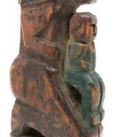 Wonderful Old Hand-carved South American Slingshot with Mother, Child, and Hearts in Polychrome