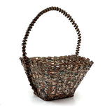 Wonderful Woven Scrap Tin Folk Art Basket in Red and Green Paint. c. 2nd Quarter 20th Century