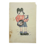 Mickey Mouse in Plaid Shorts with Banjo-- c. 1940s-50s Ink, Graphite and Crayon Drawing (Copy)