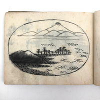 Taisho Period Japanese Manuscript with 58 Sumi Ink Landscapes
