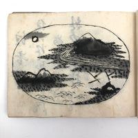 Taisho Period Japanese Manuscript with 58 Sumi Ink Landscapes
