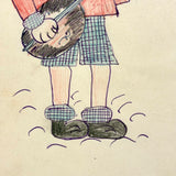 Mickey Mouse in Plaid Shorts with Banjo-- c. 1940s-50s Ink, Graphite and Crayon Drawing (Copy)