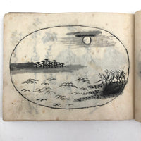 Taisho Period Japanese Manuscript with 58 Sumi Ink Landscapes