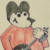 Mickey Mouse in Plaid Shorts with Banjo-- c. 1940s-50s Ink, Graphite and Crayon Drawing (Copy)