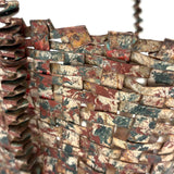 Wonderful Woven Scrap Tin Folk Art Basket in Red and Green Paint. c. 2nd Quarter 20th Century