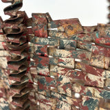 Wonderful Woven Scrap Tin Folk Art Basket in Red and Green Paint. c. 2nd Quarter 20th Century
