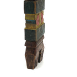 Wonderful Old Hand-carved South American Slingshot with Mother, Child, and Hearts in Polychrome