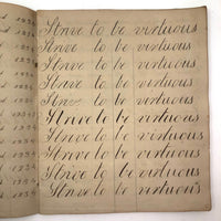 SOLD Harriet Humphries' Lovely Mid 19th C. Penmanship Notebook with Great Words and Phrases