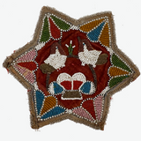 Two Birds on a Basket, Beautiful Antique Iroquois Beadwork Star