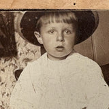 Bright Eyed Child in Chair with Patterned Rug and Wallpaper, Beautiful Antique Mounted Photo