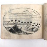 Taisho Period Japanese Manuscript with 58 Sumi Ink Landscapes