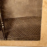 Bright Eyed Child in Chair with Patterned Rug and Wallpaper, Beautiful Antique Mounted Photo