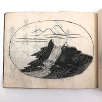 Taisho Period Japanese Manuscript with 58 Sumi Ink Landscapes
