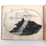 Taisho Period Japanese Manuscript with 58 Sumi Ink Landscapes