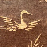Antique Japanese Katagami Textile Stencil with Cranes, Branches, and Handwritten Notes