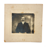 Man with Thick Mustache and Wallpaper (and Third Eye?), Wonderful Antique Mounted Photo