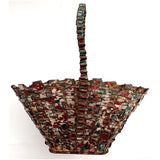 Wonderful Woven Scrap Tin Folk Art Basket in Red and Green Paint. c. 2nd Quarter 20th Century