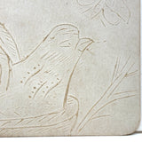 White on White Bird and Butterfly, Unusual Antique Folk Art Raised Cutwork