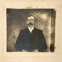 Man with Thick Mustache and Wallpaper (and Third Eye?), Wonderful Antique Mounted Photo
