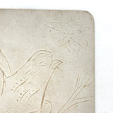 White on White Bird and Butterfly, Unusual Antique Folk Art Raised Cutwork