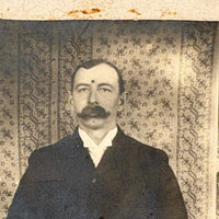 Man with Thick Mustache and Wallpaper (and Third Eye?), Wonderful Antique Mounted Photo