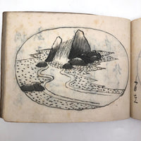 Taisho Period Japanese Manuscript with 58 Sumi Ink Landscapes