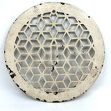 Graphically Satisfying Tumbling Blocks Pattern Glossy White Painted Old Iron Grate