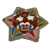 Two Birds on a Basket, Beautiful Antique Iroquois Beadwork Star