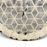 Graphically Satisfying Tumbling Blocks Pattern Glossy White Painted Old Iron Grate